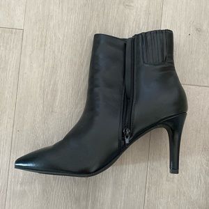 Black pointed toe booties
